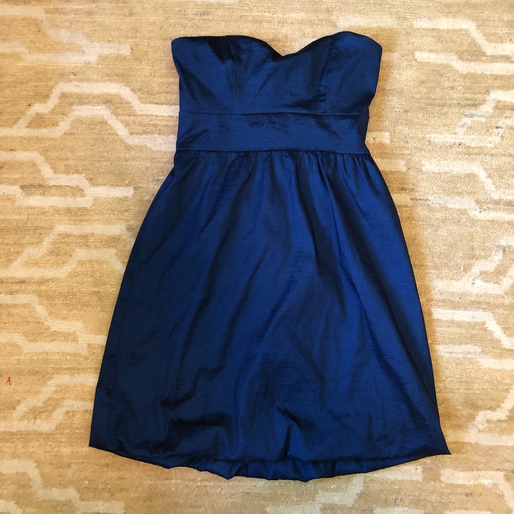 New Aqua Strapless Dress Navy Blue Small
